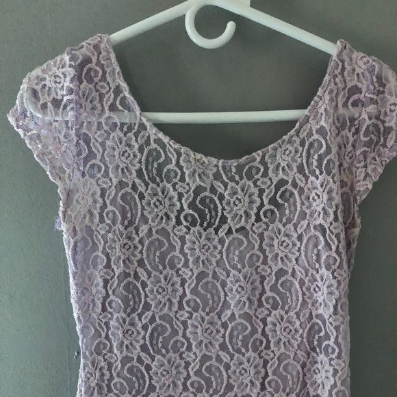 Abercrombie & Fitch Purple Lace Overlay Dress Medium - Picture 3 of 9